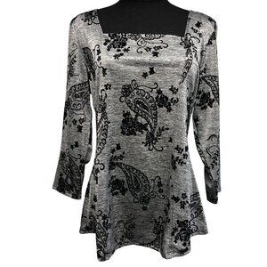 Bleeker & McDougal Top Sz Medium Fitted Tunic Velvety Floral Paisley Whimsygoth